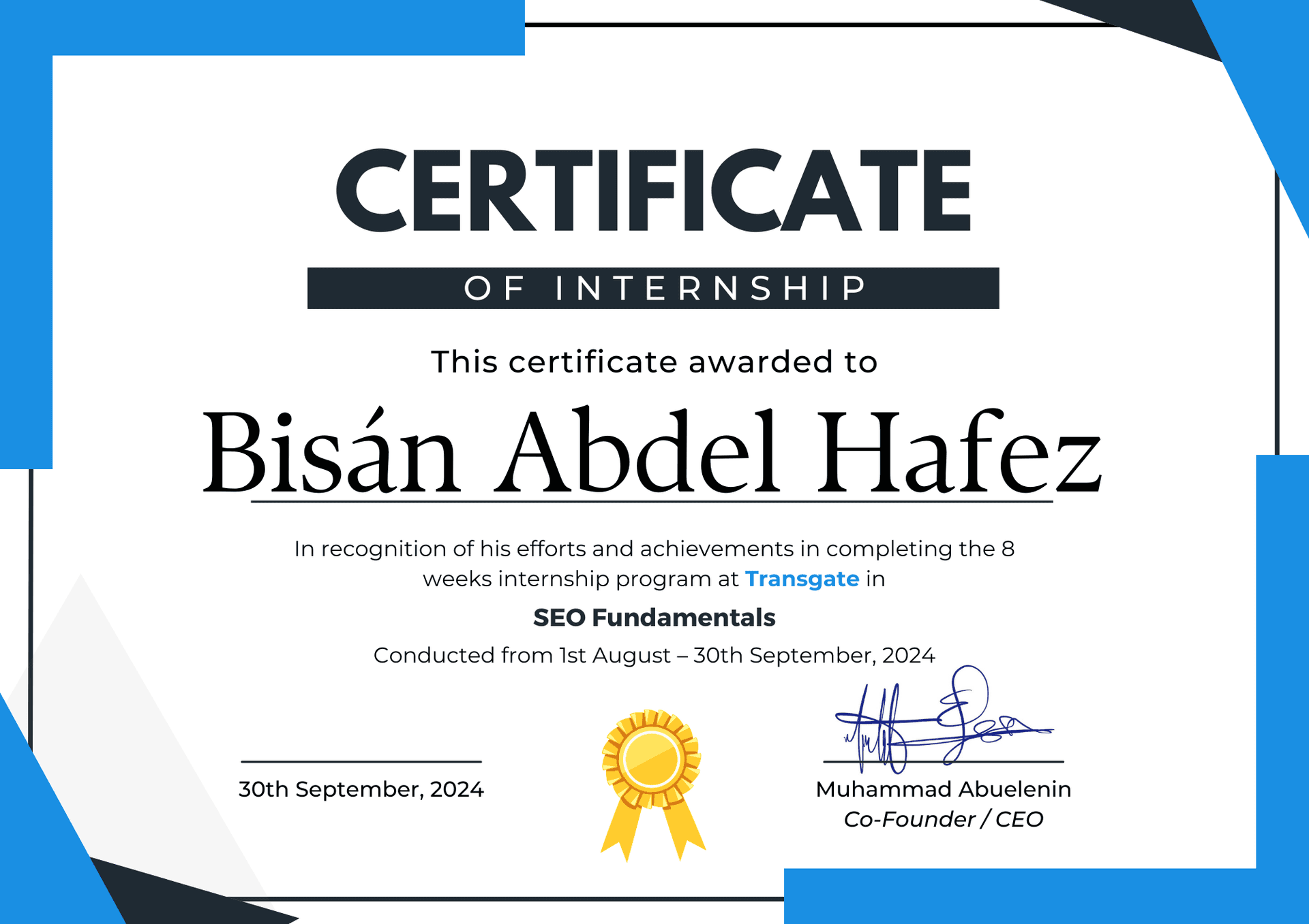 Bisan Abdulhafiz's Certification